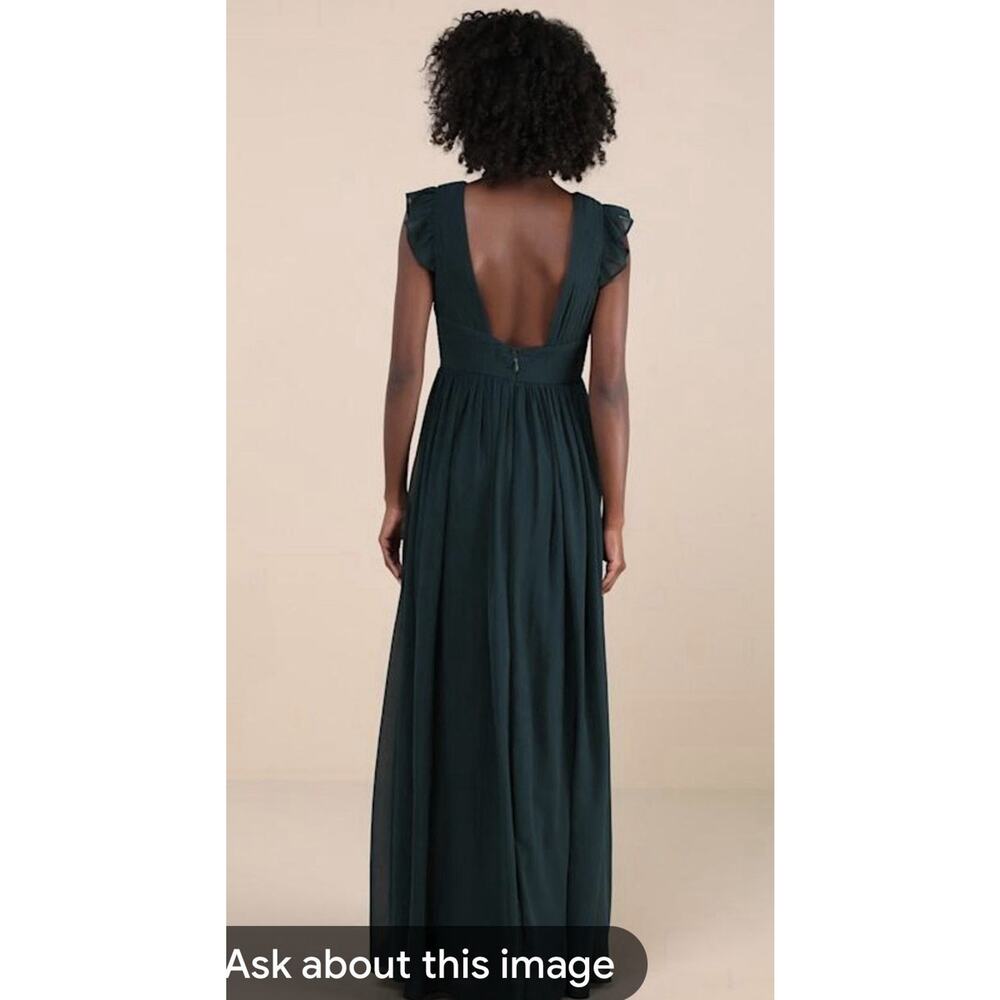 Lulu’s NWT Sz M Emerald Green Maxi Gown Pleated Bust Open Back Wedding Formal - Picture 3 of 8
